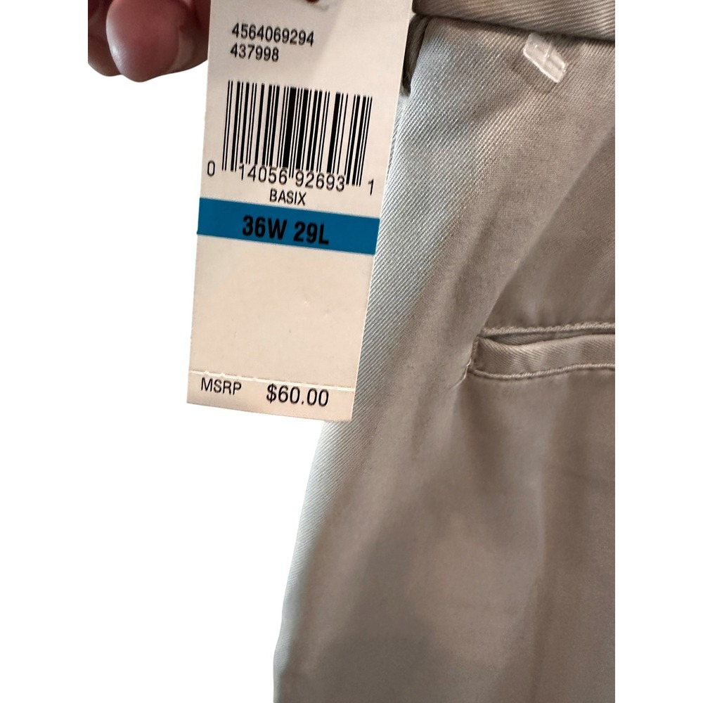 Izod XFG Mens Golf Pants Khaki Tan Pleated Glove Tee Pocket 36W 29L New - Picture 6 of 6